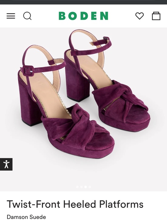 Boden Purple Suede Twist-Front Platform Heels
